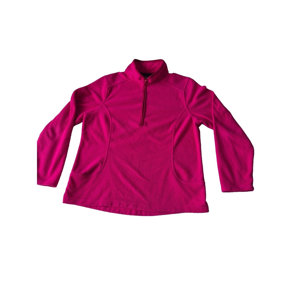 Lands' End Fleece Pullover Womens Large Pink Quarter Zip Jacket 14-16